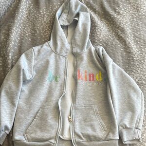 🔥3 for $10 - Gray Zip-Up Hoodie with Colorful Offline Print